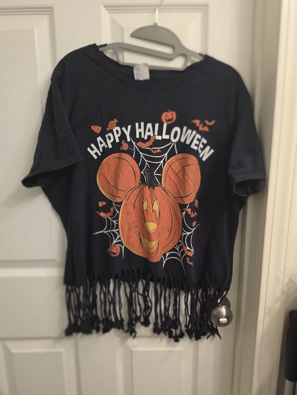 Women's Disney Halloween Fringe T-Shirt Mickey Pumpkin 2xL